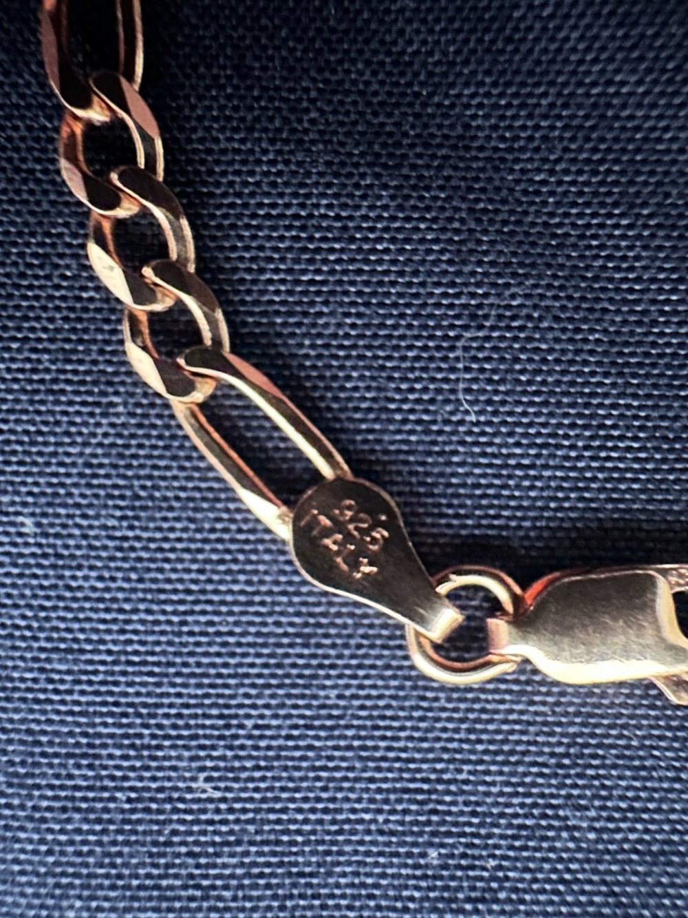 Made in Italy NWT Rose Gold Over .925 Sterling Silver Figaro Bracelet 19cm 7.5" - Picture 2 of 5